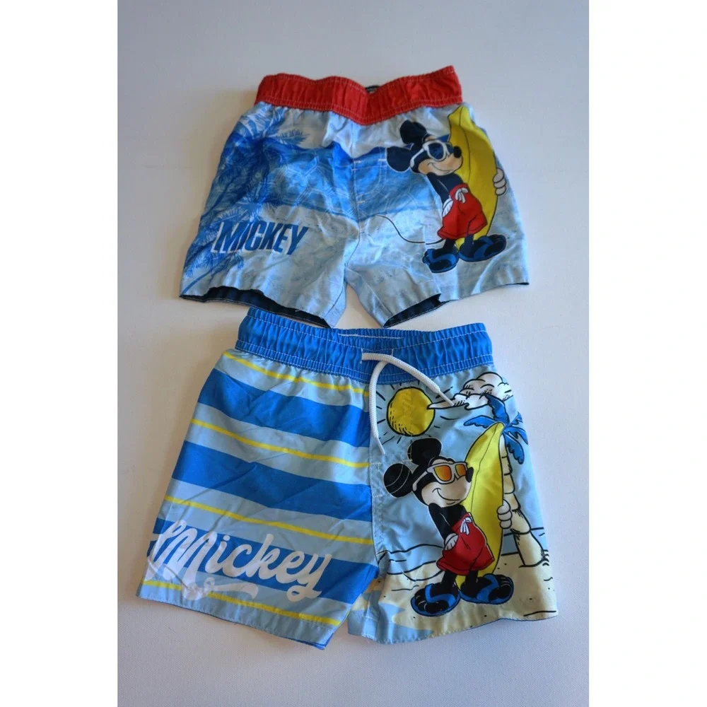Disney Mickey Mouse Swim Trunks Set 2pk Blue Surfing Board Shorts 18M